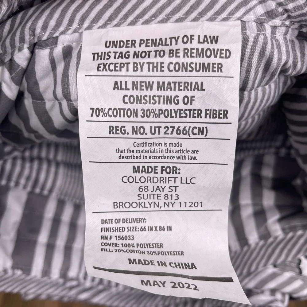 2 Piece Reversible Twin Quilt Set Oeko Tex Soft Grey Black White Striped Unisex